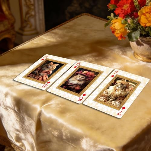 Naipes estilo vintage con tema gato real, 54 cartas miniatura 4