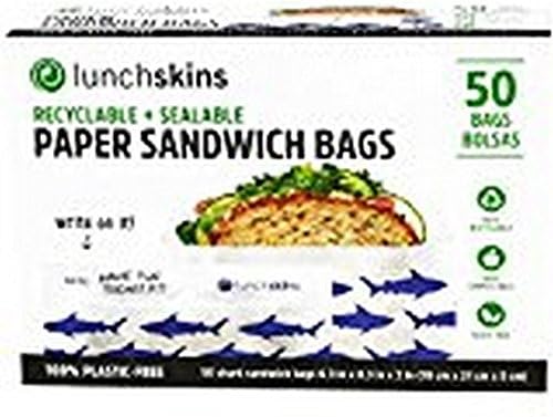 LUNCHSKINS, SANDWICH BAG, PAPER, NV SHK, Pack of 12, Size 50 CT - No Artificial Ingredients12