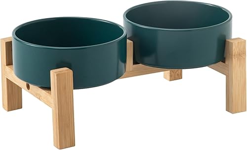 Miniatura 7 de Juego de 2 cuencos de cerámica para perros y gatos, cuencos clásicos para alimentos y agua para gatitos, gatos y perros de razas de juguete, platos