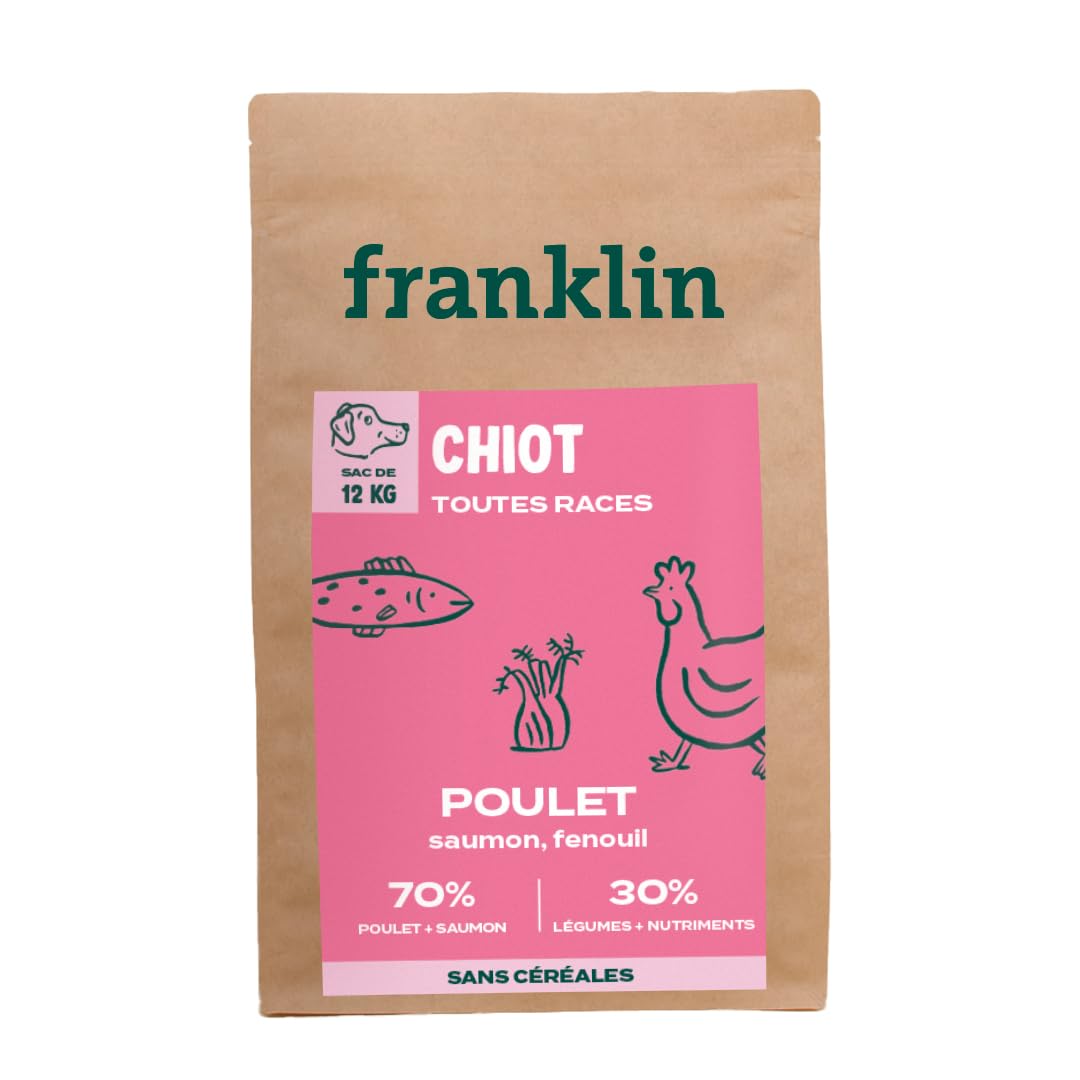 Franklin - Croquetas Sin Grano - Perro Adulto - 100% Natural - Hipoalergénico - Digestión óptima - Pavo, Calabaza, Pera - 12kg