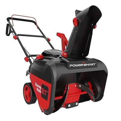 PowerSmart Single-Stage Gas Snow Blower, 21-Inch, 7.0HP 4-Stroke Engine, Durable Structure, Red/Black Design, Compact and Stable, Easy to Maneuver, Efficient in Clearing Large Areas of Snow