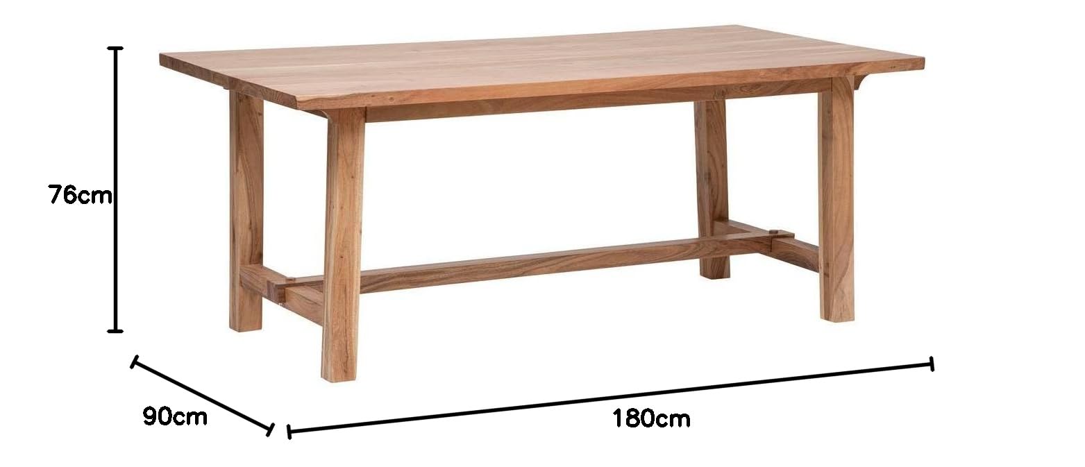 Tavolo Da Pranzo Jiling In Legno Di Acacia | Atmosfera 180x90x76 Cm | Tavolo Rettangolare Massiccio, Design Naturale