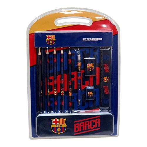 Crayons de couleur FC Barcelona et règle pour éviter les mines cassées du cartable