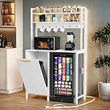 YITAHOME Storage Cabinet with Doors & Led Light, Modern Tall Pantry Cabinet with Adjustable Shelves, Wooden Freestanding Cabinet Organizer for Kitchen,Dining Room,Bathroom,Living Room,Bedroom, White