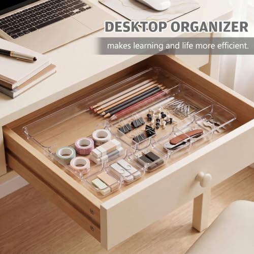Rangement de bureau transparent Junkin avec 9 compartiments pour tiroir plat