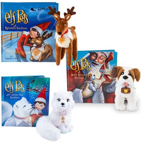 Elf Pets Traditions Ultimate Triple Set: Saint Bernard, Arctic Fox and Reindeer | Elf on the Shelf Pets | Elf Accessories, Elf on the Shelf Accessories