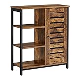 VASAGLE LOWELL Storage Cabinet, Cupboard, Multipurpose Cabinet, 3 Open Shelves and Closed Compartments, for Kitchen, Living Room, Bedroom, Industrial, Rustic Brown and Black ULSC74BX