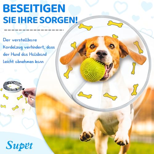 Supet Hundekragen Erholungshalskrause für Hunde zur Verhinderung des Leckens,Verstellbarer weicher elisabethanischer Hundekragen für große, mittlere und kleine Hunde mit weichem Schutzrand