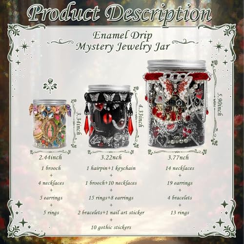 Image of SMUOBT Mystery Jewelry Jar Bundle - Surprise Vintage Jewelry Box for Women,Gift Jewelry Set (Necklace, Earrings, Rings,Kracelet,Keychain) - Unique Birthday Gift for Women