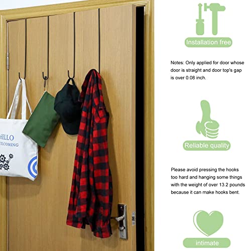 Hotop 15 Inch Christmas Wreath Hanger Hooks Over Door Metal Hooks Practical Clothes Towel Hanger Hooks For Christmas Front Door Decorations (Black,2 Pieces) #TOP4
