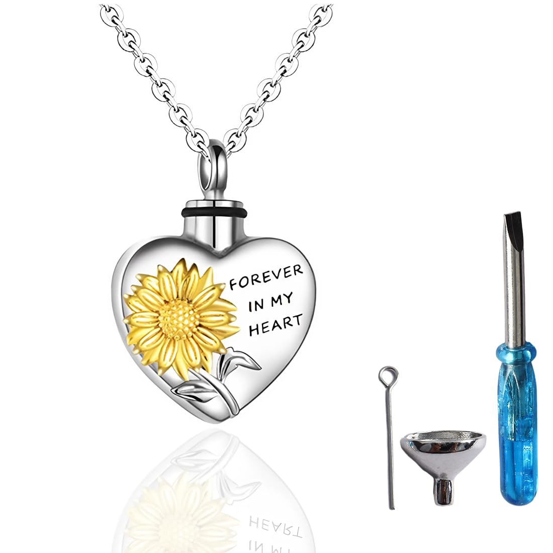 Ciondolo Cremazione Animali Domestici Milacolato - Urna A Forma Di Cuore Con Impronta Zampa Per Ceneri - Foto 7