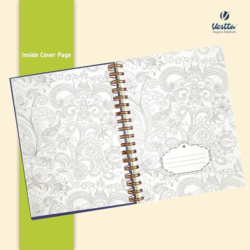 Image of VESTTA -ELEGANCE REDEFINED, B5, Hard Bound Notebook Diary, 7(L) X 9.75 (H) Inches, Gold Wiro Binding, Undated, 90 GSM paper, 192 Ruled Pages (Madhubani Folk Art Series 3)