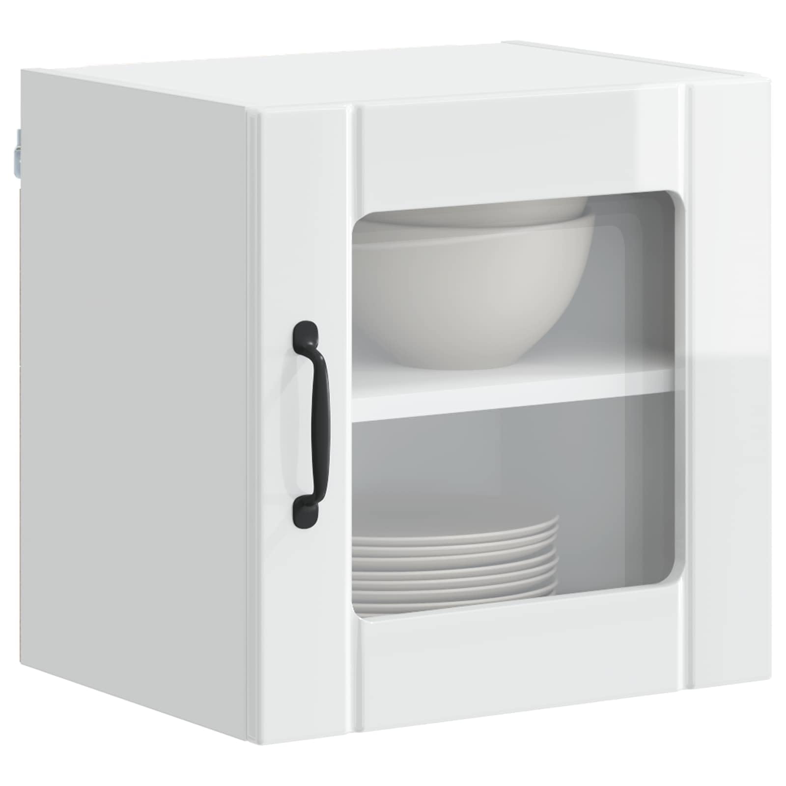 vidaXL Wall Glass Cabinet LUCCA High Gloss White 40 x 31 x 40 cm