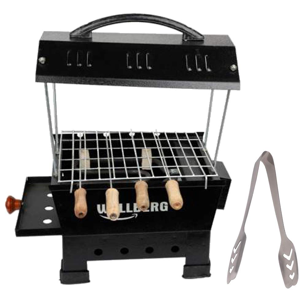 Wellberg Electric & Charcoal Barbeque Grill & Tandoor 4 Skewers Wooden Handle (Anegthi)-Black Electric Grill-image-15