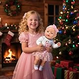 4 Pcs Baby Doll Clothes for 14-17 Inch Doll, New Doll Clothes Outfits Includes 1 Jumpsuit 1 Poncho 1 Hairband 1 Socks, Pink Giraffe Dolls Clothes Compatible with New Born Baby 35-45 cm Girls Birthday - Image 7