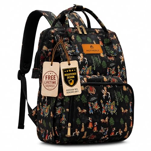 Image of Motherly Patented Diaper Bag Backpack for Moms | Waterproof Baby Travel & Maternity Bag |Spacious Nappy Bag with Multiple Compartments, Insulated Bottle Pockets & Warranty (VivaLuxe Series)