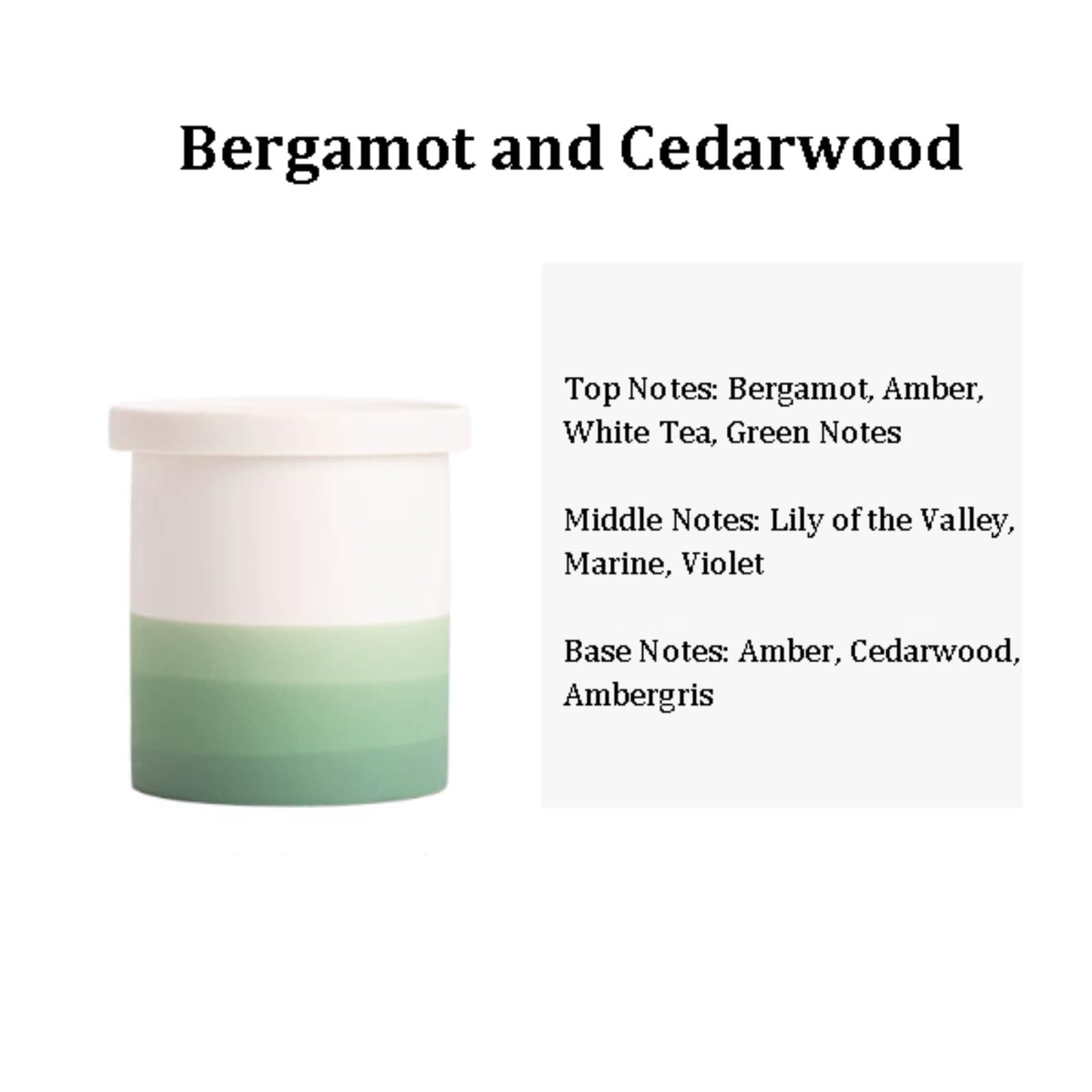 Velas de cerámica con tapa hechas con cera de soja y aceites esenciales, vela cilíndrica de aromaterapia reutilizable for perfumado en el hogar(Bergamot Cedarwood)