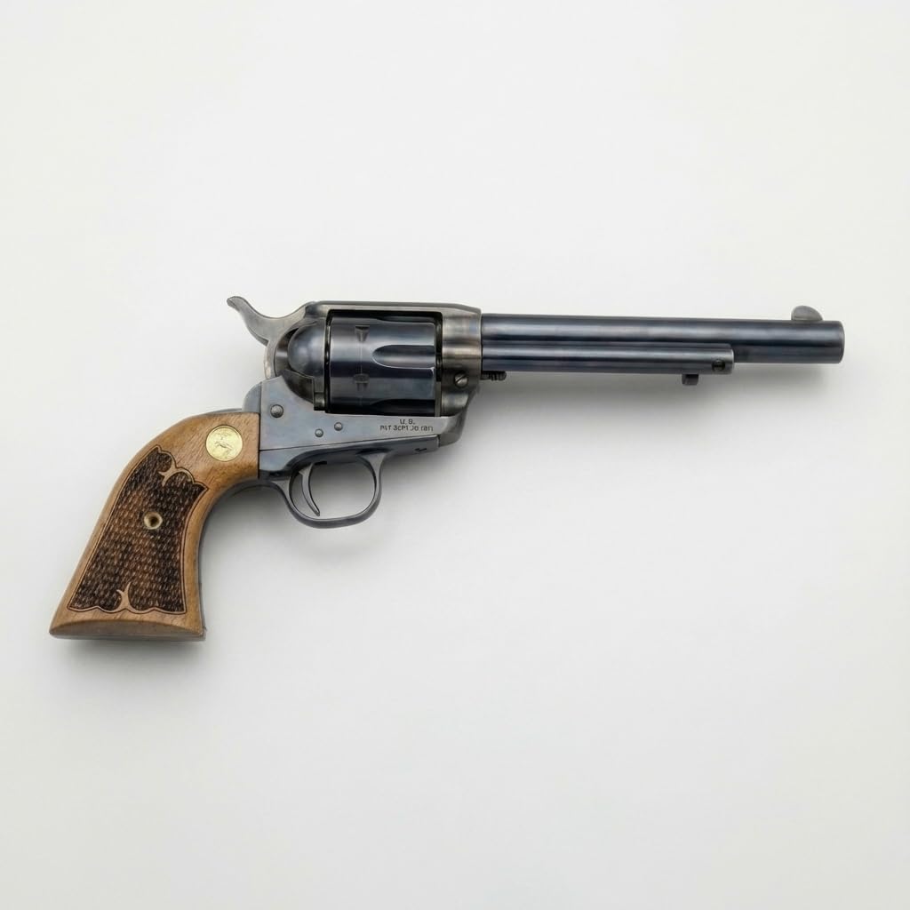 Colt Peacemaker Walnut Grips with Checkering Pattern and Gold Medallion