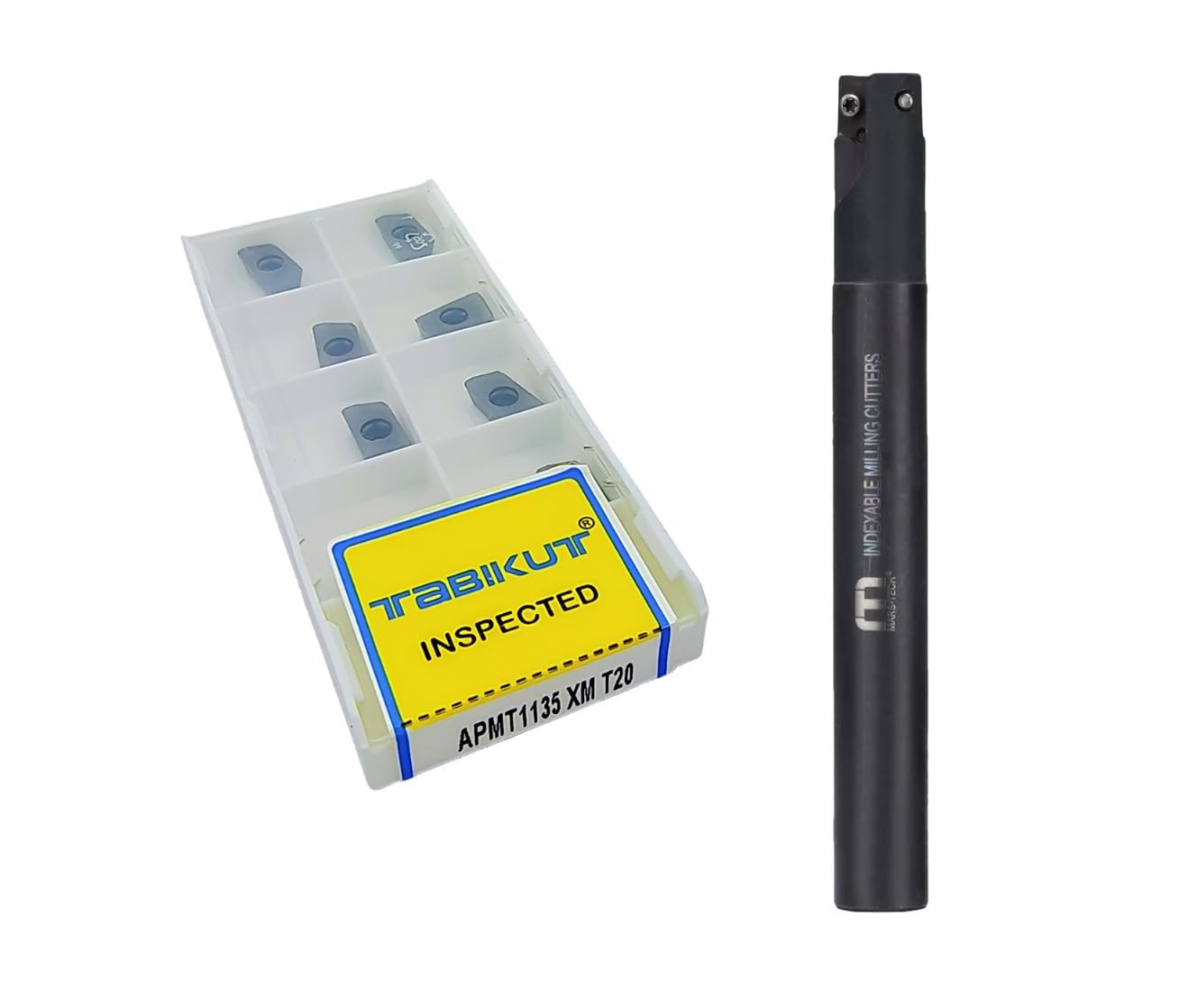 Buyohlic Indexable End Mill 22mm | Shoulder Milling Cutter | 10 Pcs APMT1135 Carbide Inserts Free (Dia 22 mm~Len 200 mm~20 mm Shank 2T)