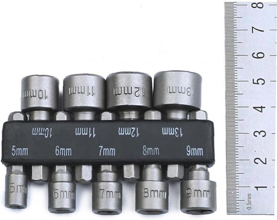 9pcs/Set Hex Socket Sleeve Nozzles Magnetic Nut Driver Set Socket Set Drill Power Tools 5 13mm