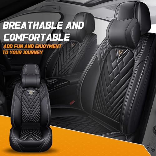 Image of for Toyota RAV4 Seat Covers 2008-2026, Waterproof Car Seat Covers | Nappa Leather Seat Covers for RAV4 Front Set, Airbag Compatible, Full Coverage Seat Protectors, Easy Install(Black)