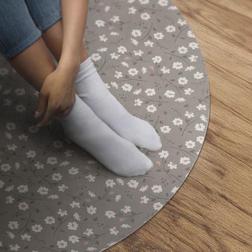 Tapis vinyle PVC durable entretien facile maison deco rond 150 cm - 5