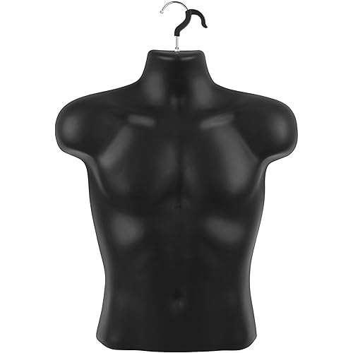 Lallisa 12 Pack Male Mannequin Torso Dress Form T Shirt Display Half Mannequin Body Rounded Waist Hollow Back Body with Hanging Hook for Clothes Display Suit Shows Photos or Design Sewing