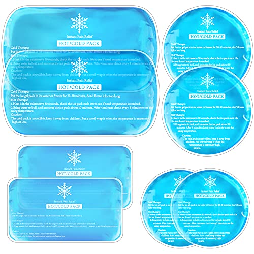 Tutmyrea Gel Ice Packs for Injuries Reusable, Flexible Hot and Cold Packs in 4 Size, Cold Compress, Soft Ice Packs Bundle for Kids Boo Boo, Cold Packs for Injuries, Breastfeeding, Wisdom Teeth, 8 Pack