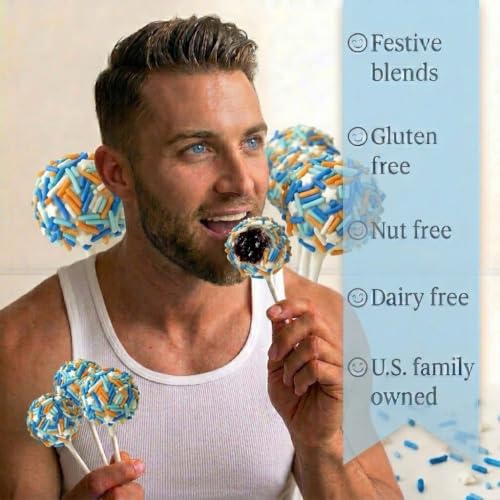 Image of Manvscakes, Blue and Orange dessert Sprinkles, Cake decorations, Chocolate, Fondant baking, Edible sprinkle, Cupcake toppings