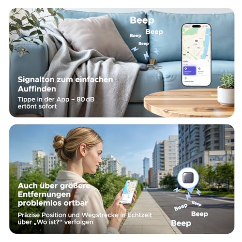 UGREEN FineTrack kompatibel mit Apple Find My (nur iOS), GPS Tracker, Schlüsselfinder mit Austauschbarer Batterie, 24 Monaten Batterielebensdauer, Tracker für Koffer, Keys, Reisepässe(4 Pack)