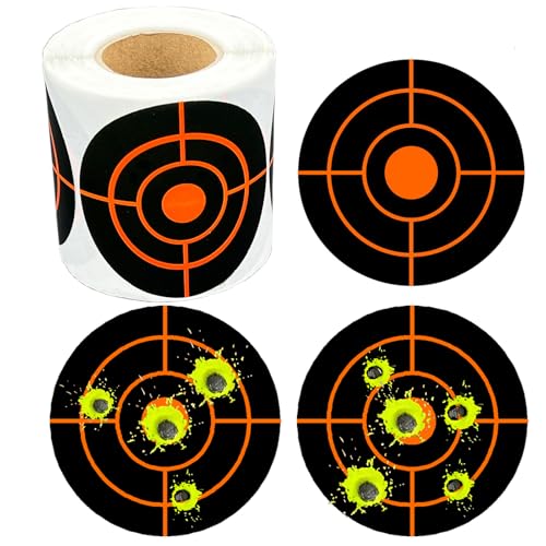 250 Pcs Shooting Target Stickers 3 Splatter Targets Circular Self Adhesive Splatter Targets Yellow Instantly Visible Suitable for Pellet Gun Rifle Airsoft Shooting Practice