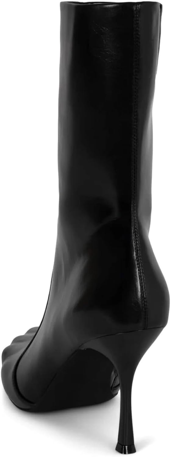 Mid Calf Boots for Women, Round Toe Side Zipper Stiletto Heel Dress Casual Party Festival Wedding Vacation Dating Shopping Boots