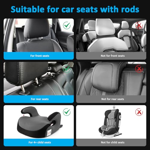 Aipwerer Kopfstütze Auto Kinder, Einfache Montage Abnehmbare Kopfstütze Auto, Höhenverstellbar Auto Nackenkissen für Kind bei längeren Autofahrten ein Nickerchen (Schwarz, A05 PVC)