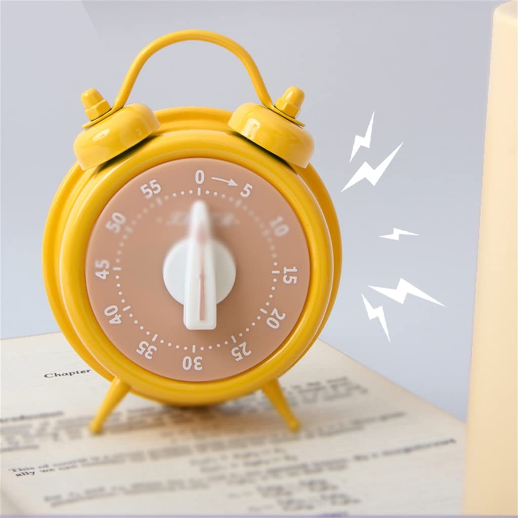 Temporizador, gestor de Tiempo, recordatorio, Reloj Despertador mecánico Cocina con Cuenta atrás(Yellow)
