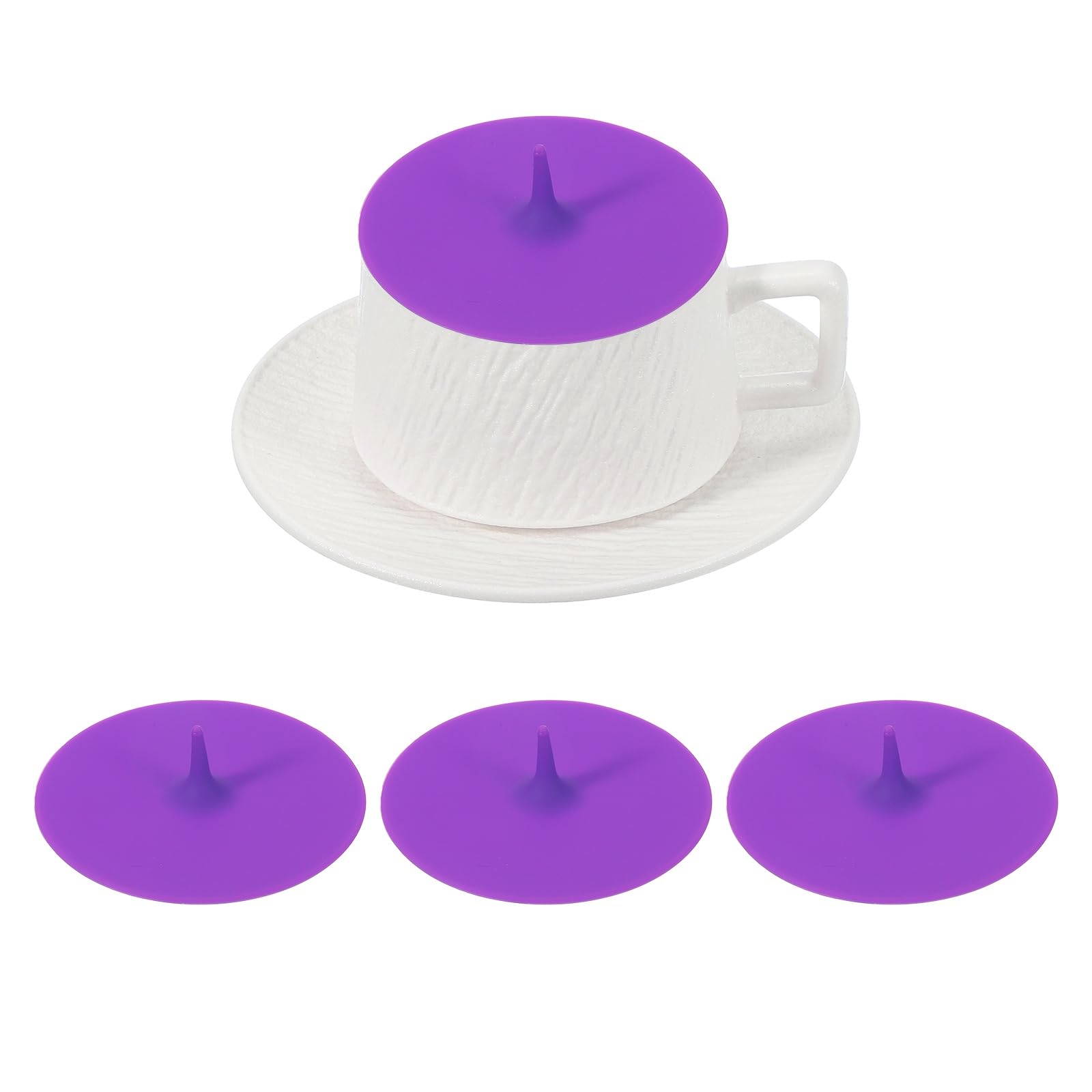 Couvercle de tasse en silicone réutilisable 10cm uxcell violet pour verre et bol (Lot de 3)