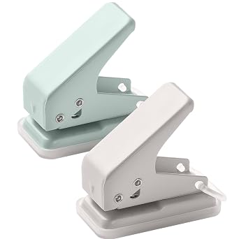 2 Pack Mini Single Hole Punch, 6mm 1/4 Inch Circle Holes 10 Sheet Punch Capacity Tiny Portable Hole Puncher for Paper Chipboard Index Cards Card Stock and Art Project Gray & Blue