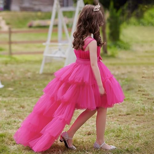 High Low Tulle Pageant Gown Tiered Flower Girl Dress Layered Ball Gown Kids Birthday Party Dress4