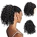 PEACOCO Short Afro Curly Ponytail Hair Piece for African American Women Ponytail Extension 10 Inch Curls Drawstring Pony Tail for Black Women (2#)