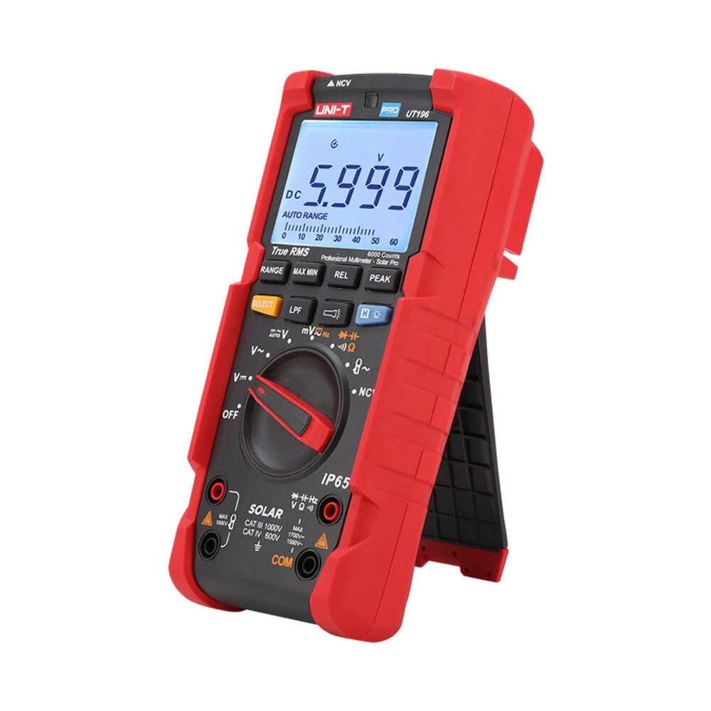 UNI-T UT196 True RMS Multimetro Digitale Solare per Sistema di Alimentazione Solare Manutenzione 1700 V DC/1500 V AC, 3000A IP65 2 m Goccia