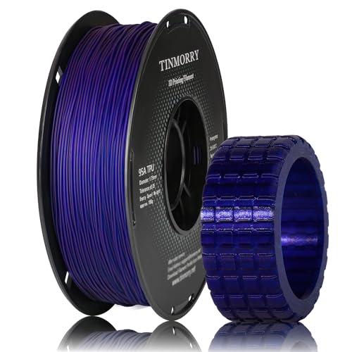 TINMORRY TPU Filament 1.75mm, TPU 95A Flexible 3D Printer Filament with Glossy Finish, Suitable for Most FDM 3D Printers, 1kg Spool (2.2 lbs), Transparent Violet
