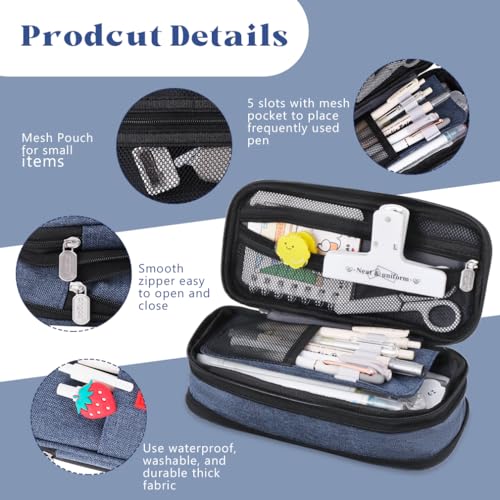 Image of iSuperb Foldable Pencil Case Zipper Big Capacity Aesthetic Canvas Pencil Pouch Compartments Stationery Organizers Pen Bag for Kids Girls Boys Teen Child Student School Supplies Makeup Bags