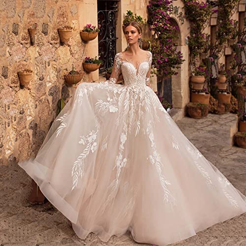 BTAISYDE Brautkleider für Braut mit Spitze Langarm Frauen Kleid Langärmel Hochzeit Braut,Pink,20W BTAISYDE Brautkleider für Braut mit Spitze Langarm Frauen Kleid Langärmel Hochzeit Braut,Pink,20W