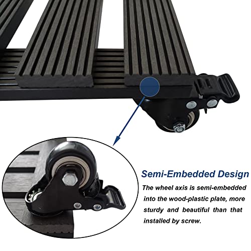 Casimr Plant Caddy With Wheels,120Lb Capacity Heavy Duty Wood-Plastic Plant Stand, Square Indoor Outdoor Flower Pot Rack, Rolling Dolly Holder Trolley Casters Tray Coaster Cart, 2 Pack 12 Inch #TOP3