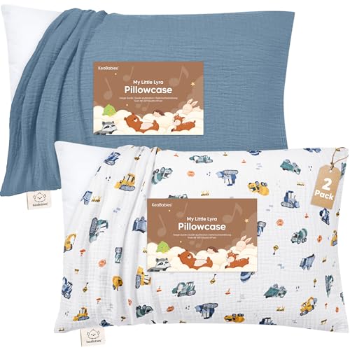Image of KeaBabies Cotton Muslin Toddler Pillowcase 13x18 Only, 2-Pack (Diggers)