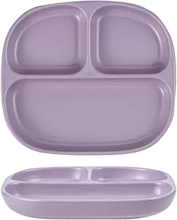 Whnoorher Platos redondos con divisiones para aperitivos, de cerámica resistente a los arañazos, aptos para microondas y lavavajillas, 4 colores(Purple)