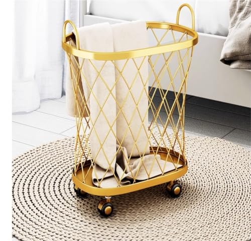 Panier à linge en fer avec roulettes mobile pour simplifier le tri