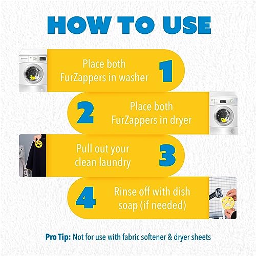 FurZapper Pet Hair Remover for Laundry, 6 Count - Reusable Dog & Cat Hair Remover Tool As Seen on Shark Tank - Removes Pet Fur, Hair, Lint, Dander from Clothes & Laundry - One FurZapper Per Pet