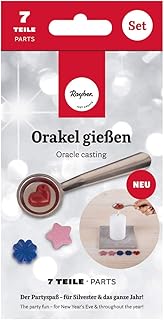 Rayher 31622000 Kit pour Couler les plombs, 7pces, avec cire et louche, lire les oracles, réveillon, mariage, anniversaire