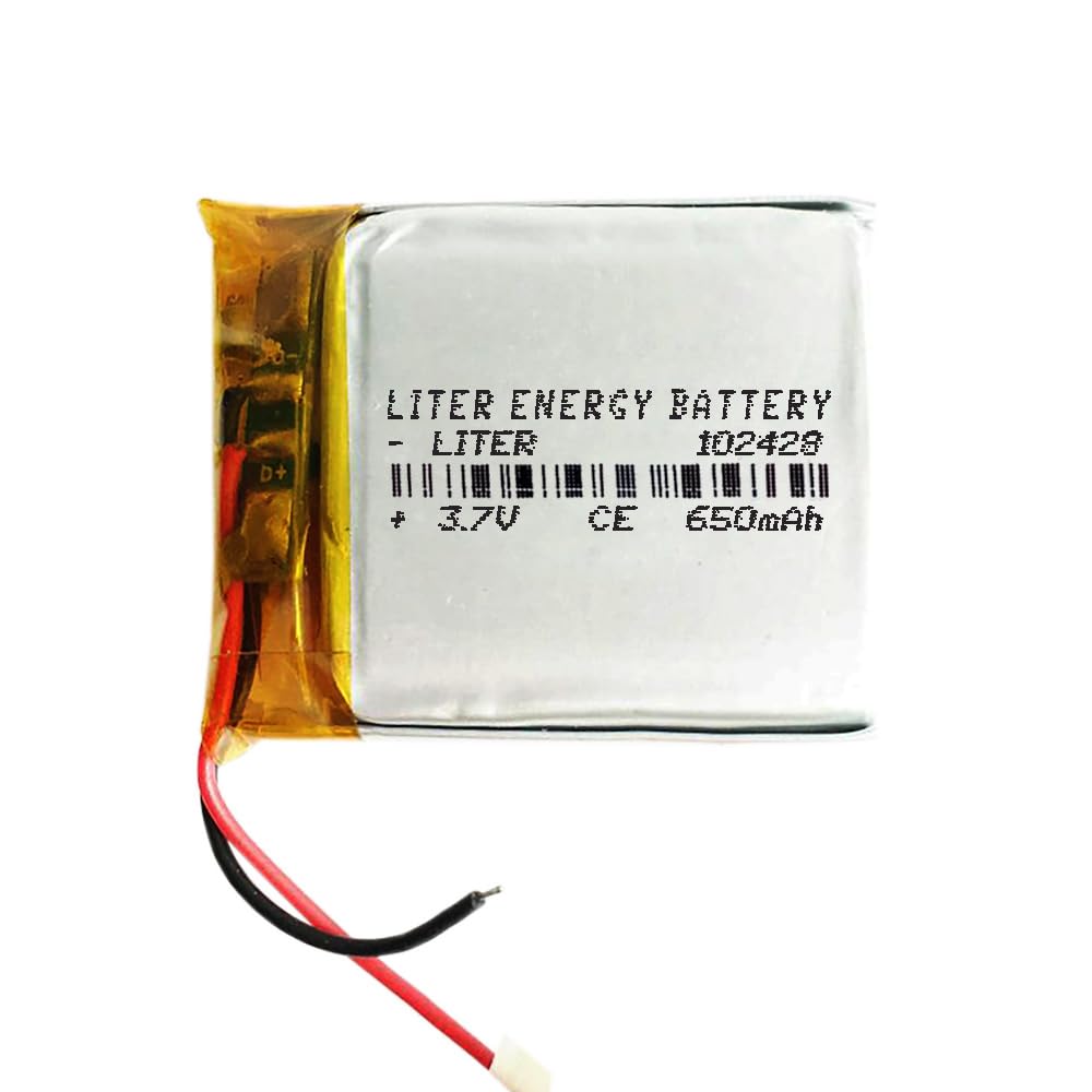 Battery 102428 LiPo 3.7V 650mAh 2.405Wh 1S 5C Liter Energy Battery for Electronics Rechargeable Portable Phone Smartwatch video light GPS - Not compatible for Radio Control 30x24x10mm (650mAh|102428)