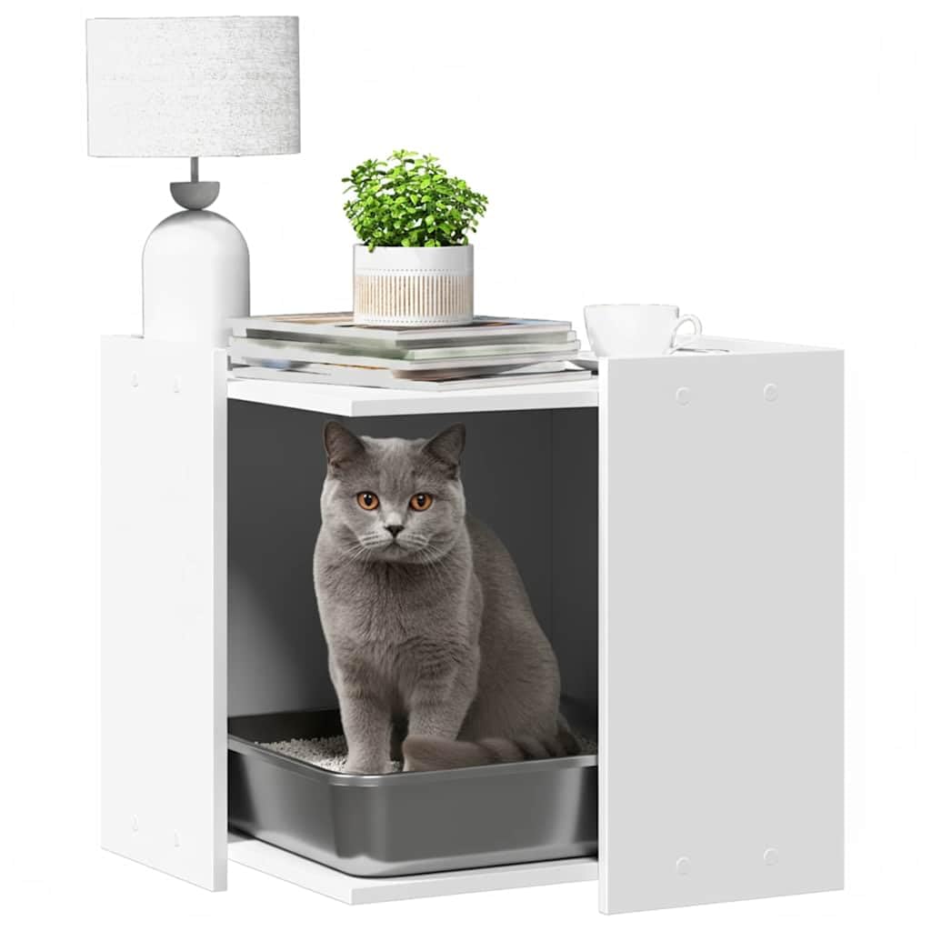 Genérico Mueble arenero para Gatos Madera ingeniería Blanco 53x53x51 cm,Producto para Mascotas y Animales,Productos para Mascotas,Productos para Gatos,Mobiliario para gatos-857751